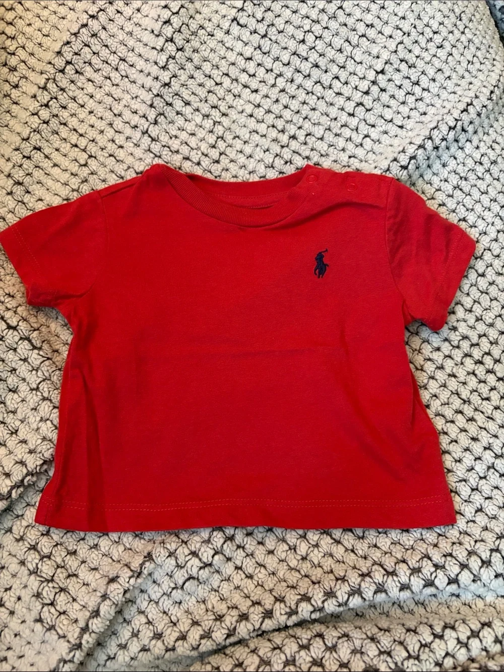 Ralph Lauren Red Short-Sleeve Baby Tee with Navy Pony